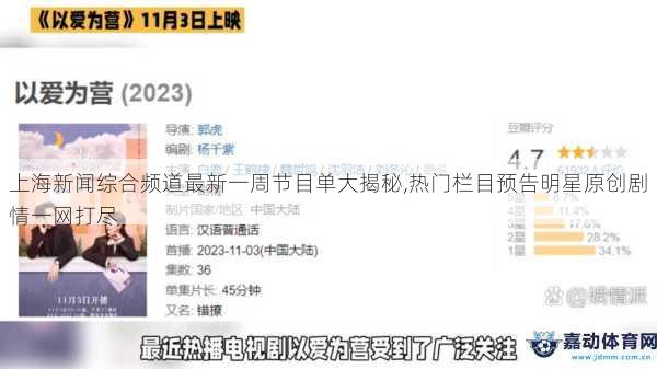 上海新闻综合频道最新一周节目单大揭秘,热门栏目预告明星原创剧情一网打尽