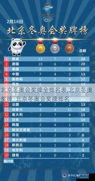 北京冬奥会奖牌全排名表,北京冬奥 奖牌  北京冬奥会奖牌排名