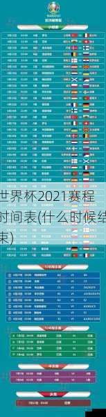 世界杯2021赛程时间表(什么时候结束)